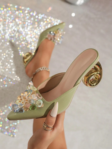 Abito donna strass fiori tacco